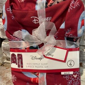 Disney Red Kids Family Sleep Pajama Set 4T Holiday Christmas Mickey Mouse